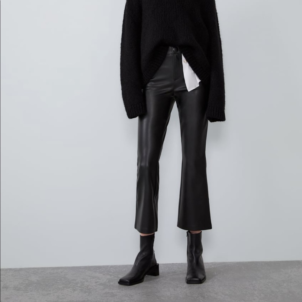 ZARA FAUX leather flared leggings